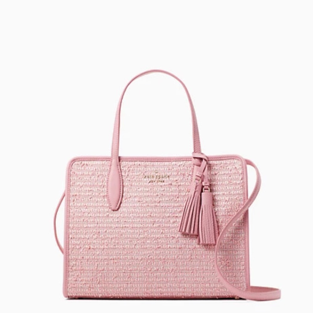 Kate Spade Rowe Summer Tweed Medium Zip Top Satchel NWOT